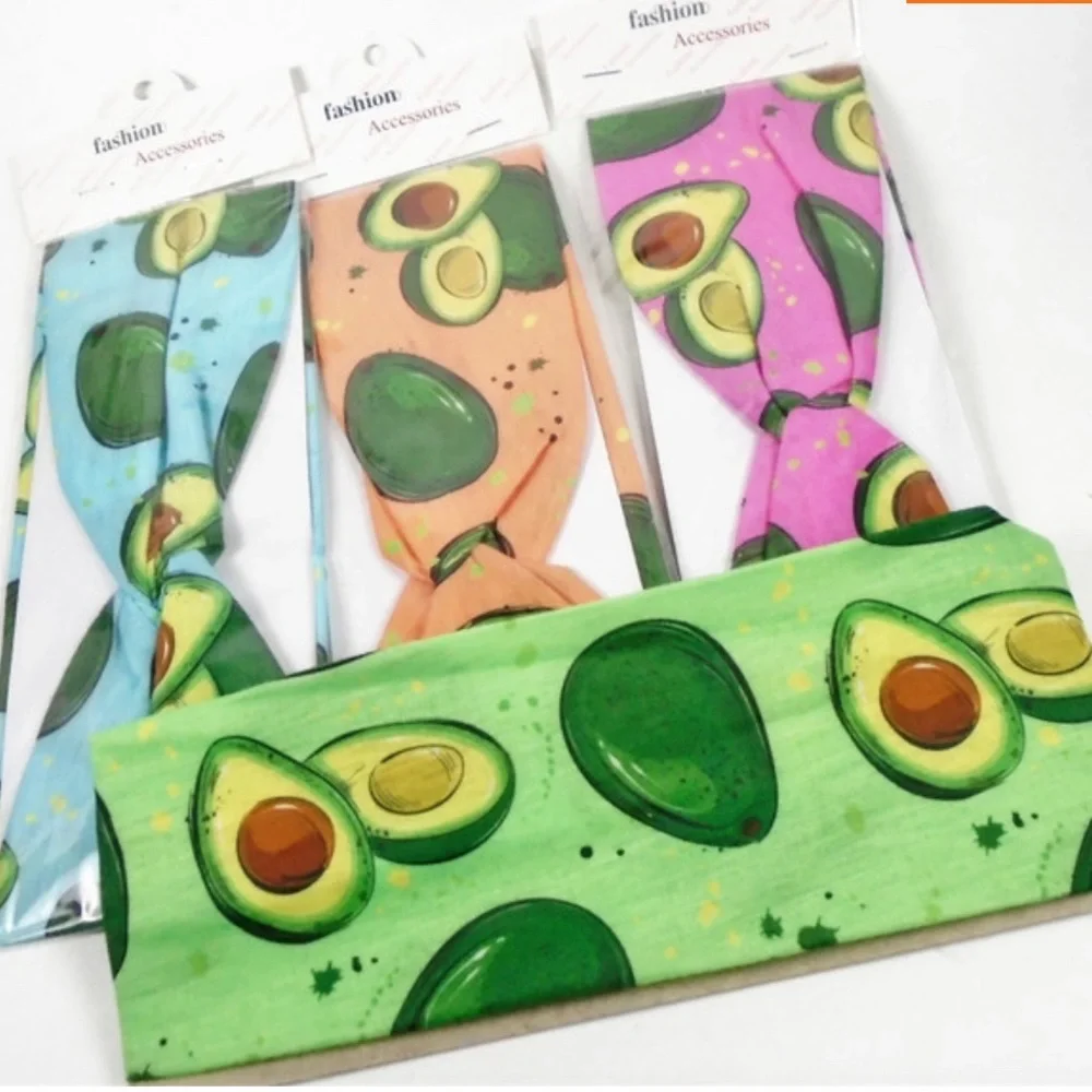 3.5" Wide Avocado Theme Stretch Headband - Picture 2 of 2